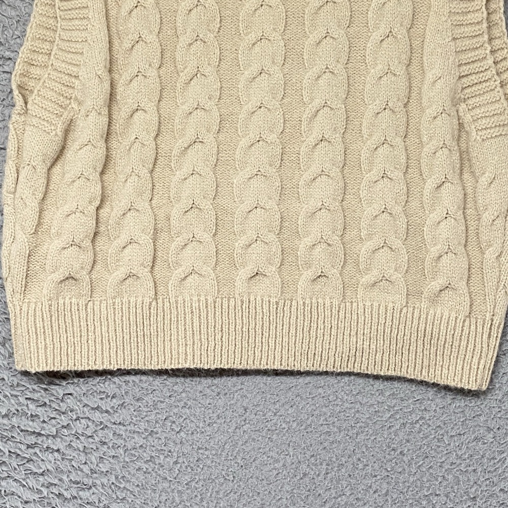 Cider Sweater Vest Womens M Beige Cable Knit Turtleneck Sleeveless Layering - Picture 10 of 13